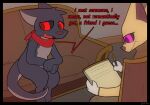  anthro dialogue duo female ferro_(infinitydoom) fur grey_body grey_fur infinitydoom male mammal mostly_nude murid murine purple_eyes rat red_eyes rodent scarf scarf_only story story_in_description therapist therapy yellow_body yellow_fur 