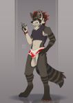  absurd_res anthro bedroom_clothing canada canadien clothing disgusted_expression fluffy fluffy_tail full-length_portrait fur hair hi_res male mammal muscular muscular_anthro muscular_male portrait procyonid raccoon red_hair rexouium solo tail underwear 