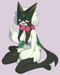  absurd_res anthro big_breasts blush breasts felid feline female fingers flowerpigeon73 fur generation_9_pokemon genitals green_body green_fur hi_res mammal meowscarada nintendo pokemon pokemon_(species) pseudo_clothing pseudo_thigh_highs pussy simple_background smile solo thick_thighs 