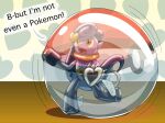  &lt;3 ambiguous_gender animate_inanimate bladedragoon7575 casanono hexatoy hi_res humanoid in_pokeball inflatable living_inflatable nintendo pokeball pokemon simple_background solo stretching stuttering text trapped trapped_in_bubble yo-kai_watch 