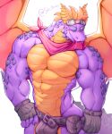  2023 abs absurd_res activision aged_up anthro barazoku belt biceps big_bulge big_muscles blush bulge claws clothed clothing deltoids dragon eyebrows eyewear eyewear_on_head fingerless_gloves gloves goggles goggles_on_head handwear hi_res horn looking_at_viewer male muscular muscular_anthro muscular_male navel neckerchief pecs pouch_(clothing) scales scalie serratus simple_background sir_arion smile solo spyro spyro_the_dragon standing teeth text thong thong_only topless topless_anthro topless_male underwear underwear_only url western_dragon white_background wings 