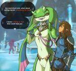  absurd_res armor clothed clothing female fish genitals hi_res horn humanoid hylian jewelry link male mammal marine nintendo nude peppernsalt prince_sidon pussy smile tears_of_the_kingdom text the_legend_of_zelda yona_(tloz) zora 