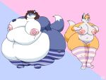  2018 3_toes 4:3 5_fingers anthro areola batspid2 belly big_areola big_belly big_breasts big_butt big_nipples biped black_body black_eyes black_fur black_nose blue_body blue_fur bodily_fluids breasts brown_hair butt canid canine cel_shading chloe_(batspid2) clothing digital_drawing_(artwork) digital_media_(artwork) duo ear_markings eyebrow_through_hair eyebrows eyelashes facial_tuft feet female fingers flabby_arms footwear footwear_only fox front_view full-length_portrait fur genitals geometric_background glistening glistening_areola glistening_eyes glistening_nose gloves_(marking) hair hand_on_breast hand_on_hip huge_breasts huge_butt huge_thighs hyper hyper_belly hyper_butt hyper_hips hyper_thighs lactating legwear legwear_only looking_at_viewer mammal markings morbidly_obese morbidly_obese_anthro morbidly_obese_female mostly_nude mostly_nude_anthro mostly_nude_female multicolored_body multicolored_clothing multicolored_fur navel nipples obese obese_anthro obese_female overweight overweight_anthro overweight_female pattern_clothing pattern_legwear pattern_socks pattern_thigh_highs pink_areola pink_nipples pink_nose portrait puffy_areola puffy_nipples purple_clothing pussy shaded short_hair signature simple_background smile socks socks_only standing tail tail_markings thick_thighs thigh_highs three-quarter_view tight_clothing tight_legwear toes torn_clothing translucent translucent_hair tufted_fur two_tone_clothing white_body white_clothing white_fur yellow_body yellow_fur zera_(titsunekitsune) 