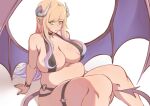  belly big_breasts big_butt blonde_hair breasts butt demon demon_humanoid female green_eyes hair hi_res horn horned_humanoid huge_breasts huge_thighs humanoid looking_aside multicolored_hair navel overweight overweight_female overweight_humanoid pointed_tail purple_hair side_boob sitting solo spellsx thick_thighs winged_humanoid wings 