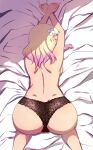  absurdres ass black_panties blonde_hair box_wonderland covering_face highres love_live! love_live!_superstar!! lying multicolored_hair on_bed on_stomach onitsuka_natsumi panties topless two-tone_hair underwear 