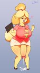  absurd_res ahegao animal_crossing anthro big_breasts big_penis blush bodily_fluids bottomwear breasts canid canine canis clothed clothing cum cumshot domestic_dog ejaculation genital_fluids genitals gynomorph hi_res i3i2455_ivi394 intersex isabelle_(animal_crossing) looking_pleasured mammal nintendo orgasm penis penis_under_skirt sex_toy shih_tzu simple_background skirt smile solo tail thick_penis tongue tongue_out toy_dog vibrator yellow_body 