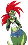  absurd_res anthro ash_(g-h-) clothing foot_ninja15 gecko gesture girly hand_heart hi_res lizard male mohawk punk reptile scalie solo wide_hips 