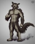  abs anthro binturong fur gesture hi_res male mamaubear mammal middle_finger pecs solo tail tongue tongue_out viverrid were 