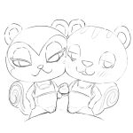  1:1 :3 animal_crossing anthro bedroom_eyes bottomless cheek_to_cheek chibi clothed clothing double_handjob duo female genitals grinding_on_penis handjob hi_res human looking_at_viewer male male/female mammal monochrome narrowed_eyes nintendo pecan_(animal_crossing) penile penis pussy sally_(animal_crossing) seductive sex simski size_difference spiral_pattern tired_eyes unseen_male 