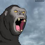  1:1 ape cloud fangs fur gorilla haplorhine king_kong male mammal open_mouth ottaviocantdraw primate solo teeth yellow_sclera 