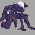  absurd_res anthro clawed_fingers claws ejaculating_cum foreskin genitals hair hi_res male monster multi_arm multi_limb muscular penis sharp_teeth solo teeth thecore34 toe_claws vein veiny_penis white_hair 