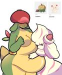  2021 ^_^ alcremie almondo anthro appletun belly belly_grab belly_hug belly_squish big_belly big_breasts biped blush blush_lines breasts covered_eyes duo embrace eyes_closed featureless_breasts female female/female floppy_ears food food_creature generation_8_pokemon green_body hand_on_another&#039;s_belly happy hi_res hug markings multicolored_body nintendo nude obese obese_anthro obese_female overweight overweight_anthro overweight_female pink_markings pokemon pokemon_(species) pokemorph reference_image shy signature simple_background size_difference smile species_name squish standing tail thick_thighs two_tone_body white_background white_body wide_hips yellow_body 