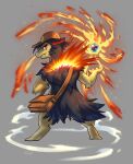  absurd_res anthro biped clothing elemental_manipulation fire fire_manipulation fur generation_2_pokemon hat haychel headgear headwear hi_res male nintendo pokemon pokemon_(species) solo typhlosion 