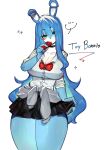  anthro blue_body blue_eyes blue_hair breasts clothed clothing female five_nights_at_freddy&#039;s five_nights_at_freddy&#039;s_2 hair hi_res lagomorph leporid mammal rabbit scottgames simple_background solo togetoge toy_bonnie_(fnaf) 
