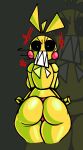  angry animatronic anthro avian back_boob big_breasts bird black_sclera breasts breasts_from_behind chicken clothing cross-popping_vein female five_nights_at_freddy&#039;s five_nights_at_freddy&#039;s_2 galliform gallus_(genus) grey_background head_feathers head_tuft looking_at_viewer looking_back looking_back_at_viewer machine nanodude78 panties phasianid pink_clothing pink_panties pink_underwear rear_view robot rosy_cheeks scottgames sharp_teeth simple_background solo teeth thick_thighs toy_chica_(fnaf) tuft underwear white_eyes wide_hips yellow_body 