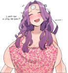  1girl apron blush breasts cleavage english_text flying_sweatdrops large_breasts long_hair ohasi open_mouth original pc_(ohasi) purple_hair sideboob simple_background solo sweat upper_body usb white_background 