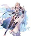  1girl armor cape capelet corrin_(female)_(fire_emblem) corrin_(fire_emblem) detached_collar essual_(layer_world) fire_emblem fire_emblem_fates fire_emblem_heroes floating floating_object full_body gauntlets hair_ornament highres jewelry non-web_source official_art ong_hair overskirt red_eyes see-through toeless_legwear toes transparent_background white_hair 