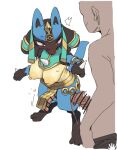  &lt;3 anthro aroused big_breasts blue_body blue_fur blush bottomwear breasts bulge canid canine censor_bar clothed clothing clothing_lift colored_sketch egyptian_clothing erection_under_bottomwear faceless_character faceless_male fur generation_4_pokemon genitals gynomorph haramikarubi holowear_(pokemon) humanoid_genitalia humanoid_penis ineffective_clothing intersex intersex_focus loincloth loincloth_lift looking_at_another&#039;s_penis looking_at_genitalia looking_at_penis lucario male mammal nintendo nipples penis pointy_breasts pokemon pokemon_(species) pokemon_unite presenting presenting_penis red_eyes ruins_style_lucario simple_background sketch smile solo standing tenting wardrobe_malfunction white_background 