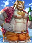  2_horns abs anthro asgore_dreemurr bodily_fluids bovid caprine goat hi_res horn male mammal miazuma_shouki muscular muscular_anthro muscular_male nipples pecs solo sweat undertale_(series) 