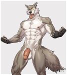  absurd_res amon-sydonai anthro big_penis canid canine canis epic_games flaccid fortnite genitals glistening glistening_body hi_res male mammal manly muscular muscular_male penis solo tongue tongue_out wendell_(fortnite) wolf 