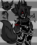  anthro black_body canid canine canis hybrid male mammal pose red_eyes rod_(r_96) roder_vasquez smile solo tail wolf 