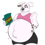  1:1 absurd_res belly belly_expansion belly_inflation big_belly bloated canid canine canis cudacore dalmatian domestic_dog expansion hi_res inflation mammal navel outie_navel pascal_(cudacore) scooby_snacks stuffing 