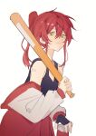  alternate_hairstyle bandaid bandaid_on_arm baseball_bat black_tank_top bocchi_the_rock! closed_mouth green_eyes highres holding holding_baseball_bat jacket kita_ikuyo long_hair looking_at_viewer off_shoulder ponytail red_hair red_jacket shiba257 tank_top 