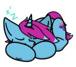  blue_body blue_highlights blue_horn blue_skin bubble_gum_(oc) bxbybxphomet equid equine eyes_closed feral hair hasbro hi_res highlights_(coloring) horn horse male mammal my_little_pony pink_hair pink_tail pony sleeping solo sound_effects spiky_hair tail unicorn vowelless vowelless_sound_effect zzz 