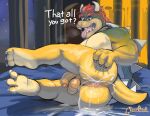  2023 absurd_res after_anal after_sex anthro anus balls bed biceps big_butt big_muscles bodily_fluids bowser bowser_day breath butt butt_grab claws collar cum cum_expulsion cum_fart cum_from_ass cum_in_ass cum_inside cum_on_anus cum_on_bed cum_on_butt cum_on_leg deltoids dialogue english_text eyebrows facial_piercing feet flaccid foreskin furniture genital_fluids genitals glass0milk hair hand_on_butt hi_res horn humanoid_genitalia humanoid_penis inside inviting koopa lying male mario_bros muscular muscular_anthro muscular_male nintendo nipples non-mammal_balls non-mammal_nipples nose_piercing nose_ring nude on_bed on_side open_mouth open_smile pecs penis perineum piercing presenting presenting_anus presenting_hindquarters ring_piercing scalie shadow shell signature smile soles solo spiked_shell spiked_tail spikes spikes_(anatomy) spread_anus spread_butt spreading sweat tail talking_to_viewer teeth text thick_thighs tongue tongue_out 