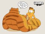  2023 abdominal_bulge anthro balls dialogue domestic_cat duo english_text erection father_(lore) father_and_child_(lore) father_and_son_(lore) felid feline felis garfield_(series) garfield_the_cat gendomx genitals hi_res incest_(lore) male male/male mammal orange_body parent_(lore) parent_and_child_(lore) parent_and_son_(lore) penis sex simple_background sitting size_difference son_(lore) text vic_(garfield) 