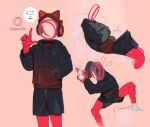  bottomwear clothed clothing dialogue english_text erection erection_under_clothing footwear for_a_head fully_clothed gaming headphones hi_res hoodie humanoid kogito male object_head opera_(browser) shorts socks solo speech_bubble text topwear 