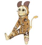 2023 anthro barefoot blep clothed clothing digital_media_(artwork) feet fully_clothed fur hair halloween_costume hi_res mammal mangoyena onesie pawpads pink_pawpads simple_background solo tongue tongue_out white_background white_hair 