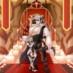  absurd_res ahegarou animal_humanoid armor black_hair canid canid_humanoid canine canine_humanoid clothing corrin_(fire_emblem) duo fire_emblem fire_emblem_fates fire_emblem_heroes fluffy_ears girly hair hi_res human humanoid keaton_(fire_emblem) large_pecs long_hair male male/male mammal mammal_humanoid muscular nintendo pecs size_difference white_hair wolf_humanoid wolfskin 
