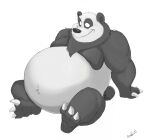  2019 anthro bear belly big_belly black_and_white_fur canson claws fur giant_panda half-closed_eyes male mammal mouth_closed narrowed_eyes navel nipples nude obese obese_anthro obese_male overweight overweight_anthro overweight_male paws signature sitting smile solo toe_claws 