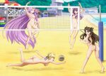  absurdres artoria_pendragon_(fate) ass beach beach_volleyball breasts completely_nude fate/stay_night fate_(series) highres jumping martinstorm91 matou_sakura medusa_(fate) nude outdoors pussy sand smile tohsaka_rin twintails uncensored volleyball volleyball_net water 