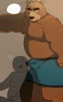  2023 anthro arufina_w bear belly big_belly blush bulge clothing duo ellipsis hi_res humanoid_hands kemono male mammal moobs nipples overweight overweight_male underwear 