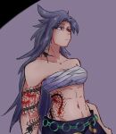  abs absurdres bug centipede highres himemushi_momoyo long_hair muscular otaeriaaoba tattoo topless touhou 