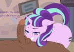 absurd_res aroused balls black_body blush clenched_teeth duo equal_sign equid equine erection female friendship_is_magic genitals hasbro hi_res horse human male male/female mammal my_little_pony penis pony snailbail22 starlight_glimmer_(mlp) teasing teeth 