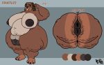  2_anuses absurd_res anthro anus areola belly big_belly big_breasts big_butt big_pussy breasts brown_body brown_fur brown_skin butt camel_toe canid canine canis cellulite colored digital_drawing_(artwork) digital_media_(artwork) domestic_dog domestic_pig english_text fatpad female flabby_arms fupa fur genitals hi_res huge_breasts huge_butt huge_hips huge_thighs hybrid hyper hyper_butt hyper_genitalia hyper_thighs jacky-arts mammal model_sheet molosser multi_anus muscular muscular_anthro nipples nude overweight overweight_anthro overweight_female plump_labia pubes pubic_stubble puffy_anus pug pussy pussy_stubble rear_view saggy shaved_pussy simple_background small_molosser smile solo standing suid suina sus_(pig) tail text thick_thighs toy_dog trudy_&quot;truffles&quot;_mabuff_(grannybase) wide_hips 