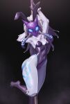  absurd_res anthro azuu biped blue_eyes bovid breasts bunny_costume caprine clothing costume dancing female fur hi_res kindred_(lol) lamb_(lol) league_of_legends mammal mask pole pole_dancing riot_games sheep solo white_body white_fur 
