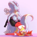  abdominal_bulge anthro arch_position arched_back big_breasts blue_nipples blush blush_lines bodily_fluids braixen breast_shine breasts bulge chest_fur colored deep_penetration duo exposed_breasts eye_roll female female/female female_penetrated female_penetrating female_penetrating_female from_front_position gaping_mouth generation_5_pokemon generation_6_pokemon glistening glistening_body glistening_skin hanging_breasts hi_res holding_both_legs humanoid legendary_pokemon nintendo nipples nude nude_anthro open_mouth penetration pink_nipples pokemon pokemon_(species) reshiram sex shaded smile smirk sugarsaturn tears tears_of_pleasure thick_thighs tongue tongue_out zaraya 
