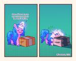  2023 5:4 blue_hair blue_tail box container cutie_mark digital_media_(artwork) equid equine female feral frank3dz fur glowing glowing_horn hair hasbro hooves horn izzy_moonbow_(mlp) long_hair magic mammal mlp_g5 my_little_pony open_mouth open_smile purple_body purple_fur purple_hooves smile tail unicorn 