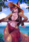  absurd_res anthro baxwolf75 big_breasts big_but black_hair breasts butt canid canine clothed clothing eyewear female fox fufik[pufik] fur furry glasses hair hat headgear headwear hi_res looking_at_viewer mammal outside panties pink_eyes sea seascape sky solo straw_hat summer summer_hat summer_scorch sunglasses sunglasses_on_face swim_(disambiguation) swimming_trunks swimwear topwear underwear water 