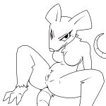  4chan anonymous_artist anthro blush female genitals humanoid male mammal monochrome murid murine nude nude_anthro pussy rat rat_tail rodent save_the_princess sketch solo 