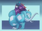  ancient_pokemon anthro big_breasts big_butt blue_eyes blue_nipples breasts butt crouching female hi_res horn huge_breasts huge_butt huge_thighs hyper hyper_breasts hyper_butt looking_at_viewer looking_back multicolored_body nintendo nipples nude paradox_pokemon pokemon pokemon_(species) side_boob smile solo thick_thighs two_tone_body walking_wake wolfosb 