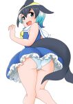  animal_ears ass ass_focus bagua_zhang black_hair blonde_hair blowhole blue_eyes blue_hair blush bow cameltoe cetacean_tail common_dolphin_(kemono_friends) dolphin_girl dorsal_fin dress fins fish_tail from_behind from_below grey_hair kemono_friends kemono_friends_3 multicolored_hair open_mouth panties pantyshot sailor_collar shirt short_hair sleeveless smile tail underwear white_hair 