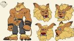  bandai_namco barazoku bottomwear clothing digimon digimon_(species) felid hi_res himbo leather leather_bottomwear leather_clothing leather_pants leomon lion male mammal mane model_sheet muscular pantherine pants rickleone 