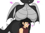  anthro big_breasts black_body breasts clothed clothing digital_media_(artwork) dragon duo ender_dragon enderbendr enderman evander_(endrslendr) female hair hi_res horn human lydia_(endrslendr) male male/female mammal microsoft minecraft mojang not_furry purple_eyes scalie simple_background smile thick_thighs wings xbox_game_studios 