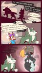  angry animal_crossing anthro audie_(animal_crossing) breath_of_the_wild butt canid canine canis comic english_text eyewear eyewear_on_head female fox glasses glasses_on_head hi_res humanoid humor imagination link link_(wolf_form) male mammal midna nintendo outside r-mk short_stack speech_bubble text the_legend_of_zelda twilight_princess walking wide_hips wolf 