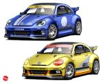 asterozoa car english_commentary highres motor_vehicle no_humans original race_vehicle racecar shadow simple_background spoiler_(automobile) variations vehicle_focus volkswagen volkswagen_beetle white_background 
